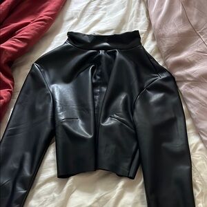 Faux leather forever 21 crop top